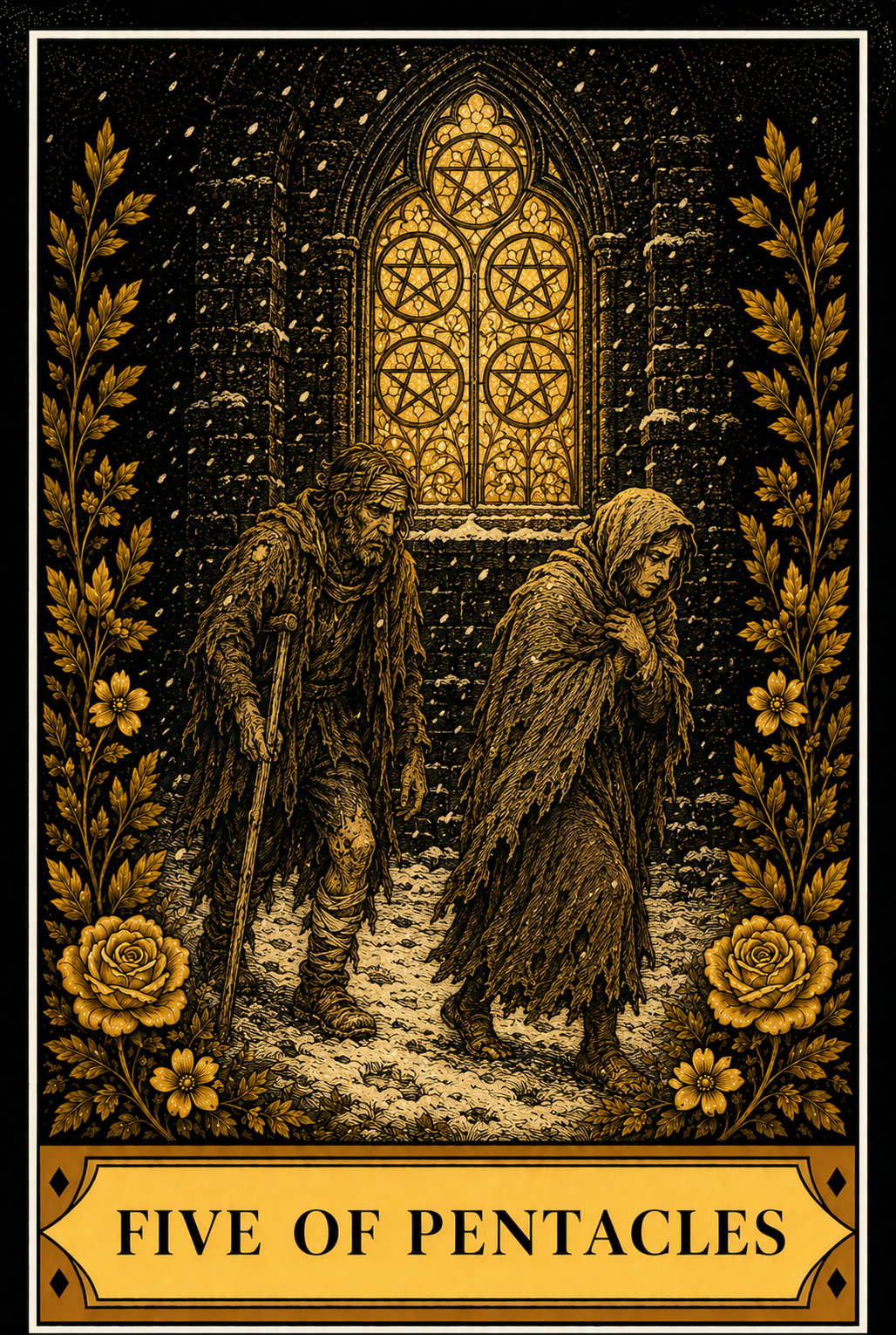 Five of Pentacles tarot card
