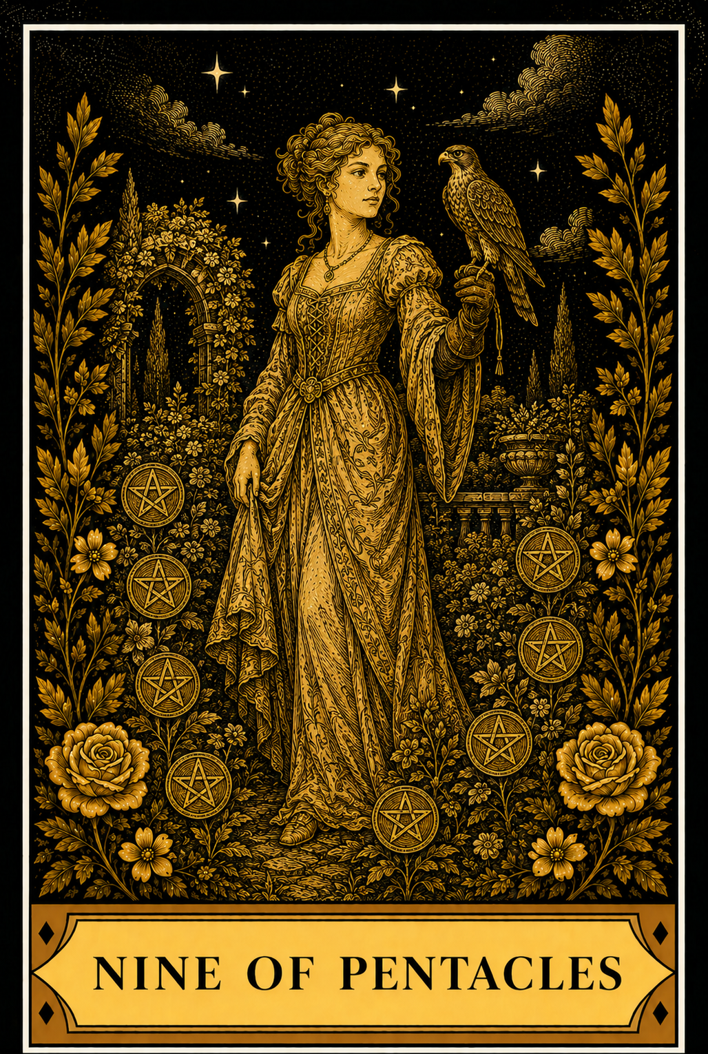 Nine of Pentacles tarot card