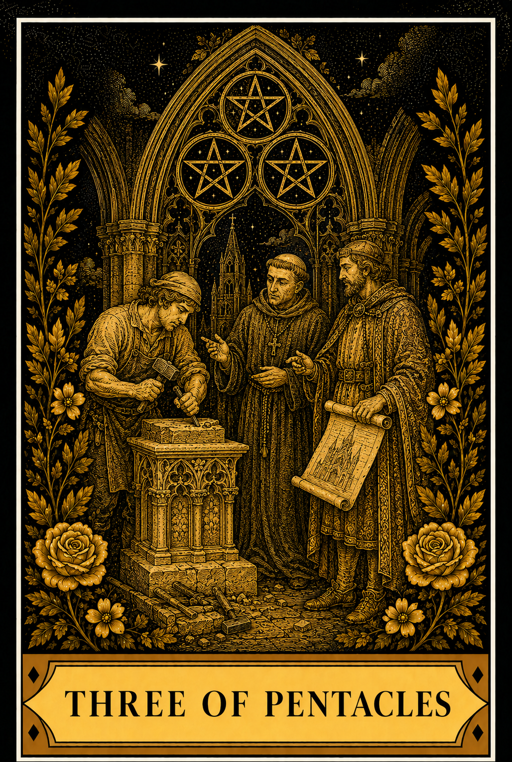 Three of Pentacles tarot card